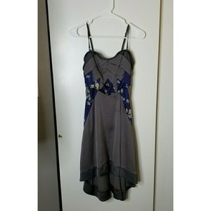 Free People Dresses - Free People High Low Grey and Blue Floral Dress Free People Dresses - Free People High Low Grey and Blue Floral Dress